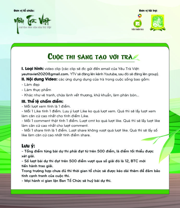 Nội dung cuộc thi Sáng tạo với trà