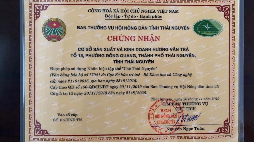 Chứng nhận CSSX và Kinh doanh Hương Vân Trà.