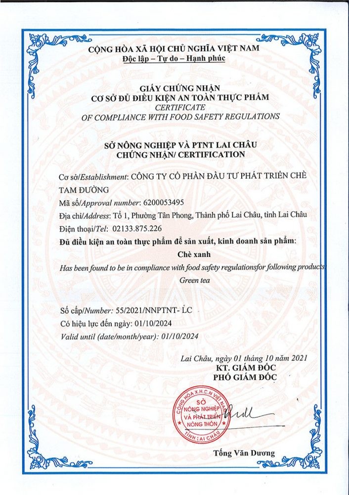 Giấy chứng nhận cơ sở đủ điều kiện ATTP