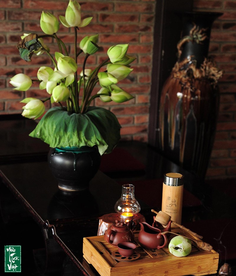 Thưởng trà sen khi vào mùa sen bên dòng sông Hương êm đềm