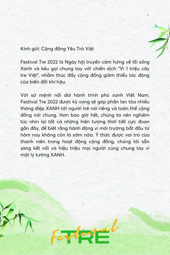 Yêu trà Việt chung tay lan tỏa cùng chiến dịch “Festival Tre”