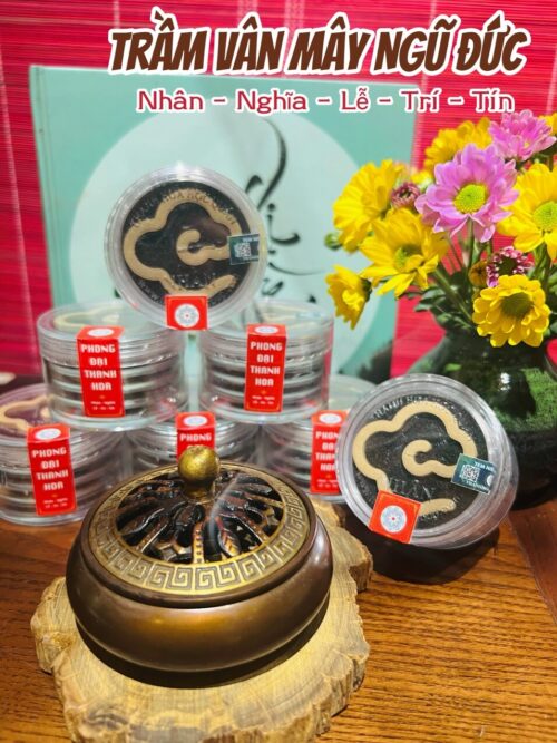 Trầm vân mây Ngũ Đức: Nhân-Lễ-Nghĩa-Trí-Tín